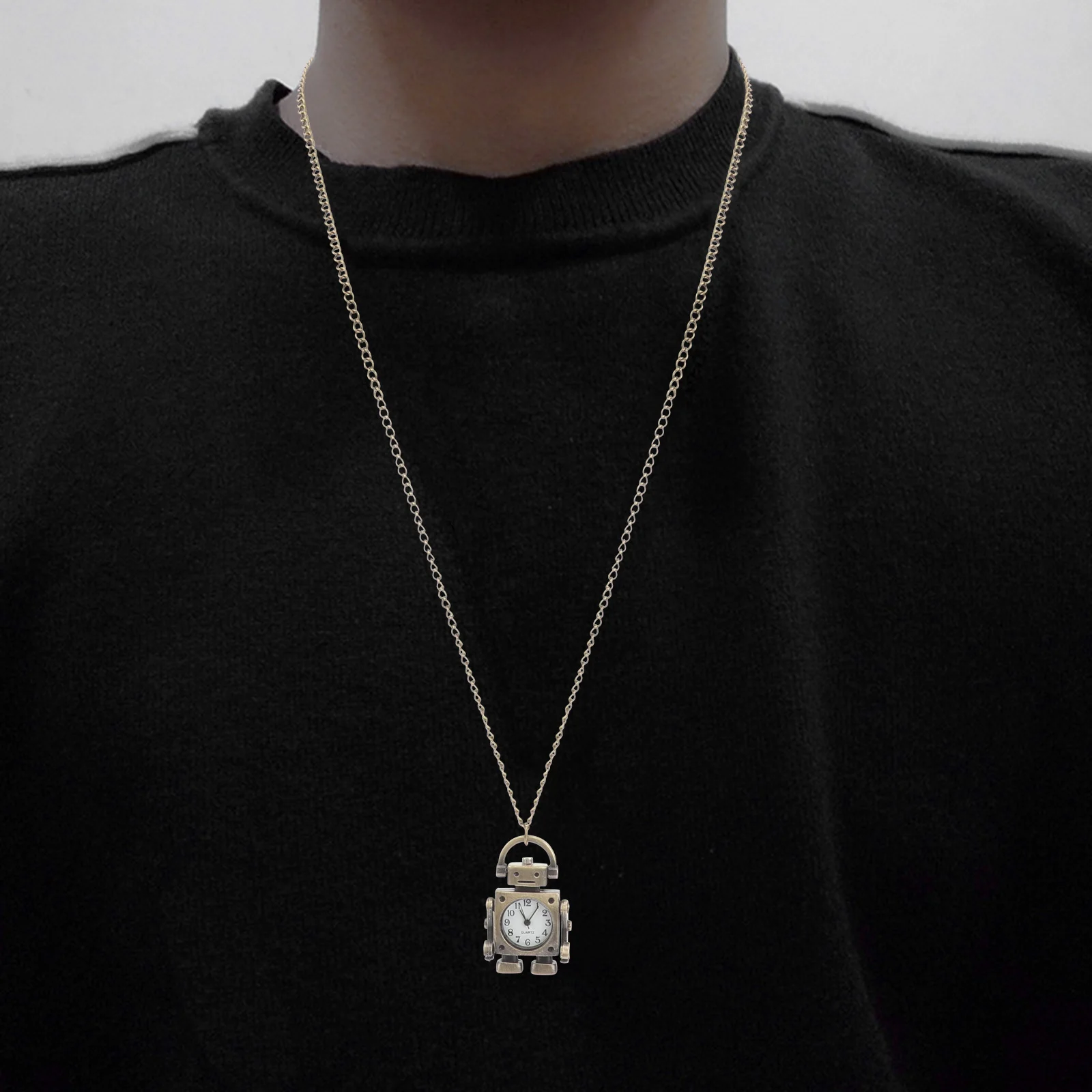 مجموعة واحدة من حلقة المفاتيح على شكل روبوت، سلسلة مفاتيح معدنية ممتازة على شكل ساعة، إكسسوار أنيق فريد لفكرة هدية لصديق العائلة #4