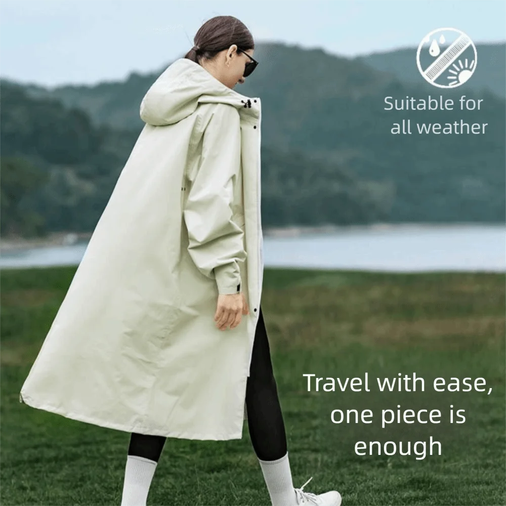 

Long Length Electric Vehicle Poncho Hooded Design With Zipper Full Body Raincoat Impermeable Material One-Piece Suit