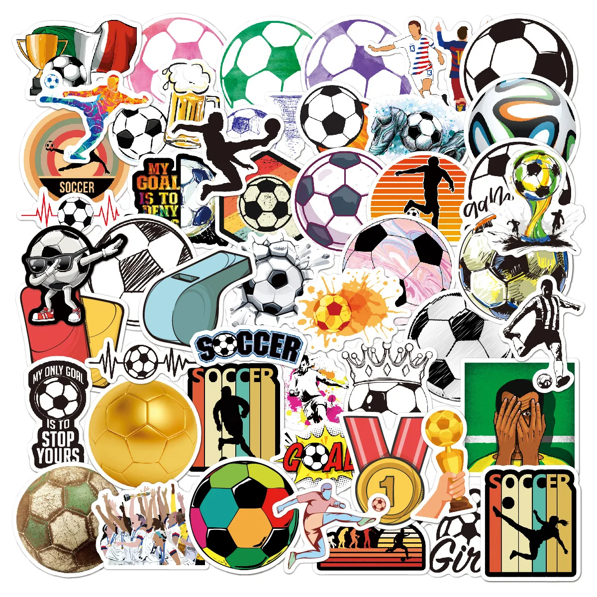 

50 шт. наклеек с граффити и футбольными мотивами для скрапбукинга, телефонов, ноутбуков, гитар, багажа, автомобилей, скейтбордов, шлемов и декора