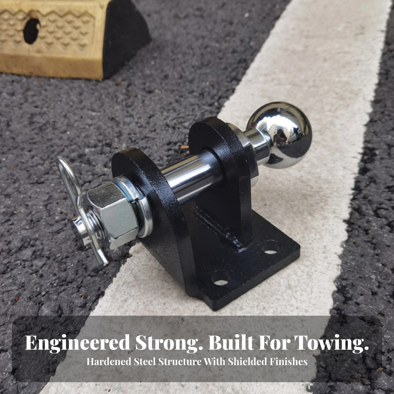 Tow Hitch with 50mm Ball Head Secure Trailer Hitch with Mounting Bracket Hardware Powder Coated for Caravan Owners