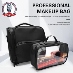 Bolsa de lavado de viaje para Artista de maquillaje, bolsa de almacenamiento impermeable transparente para mujer, organizador de cosméticos de gran capacidad, barbero