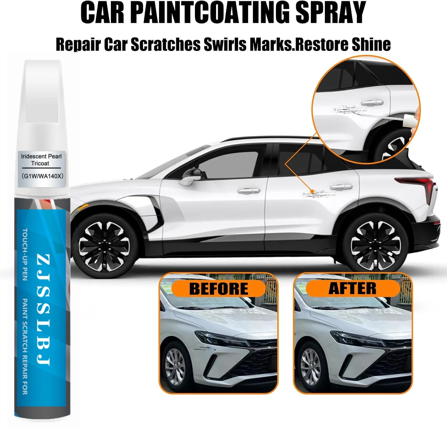 Car Touch Up Paint(Iridescent Pearl Tricoat(G1W/WA140X)) for Chevrolet, Car Paint Scratch Repair Kit, Quick & Easy Solution to R