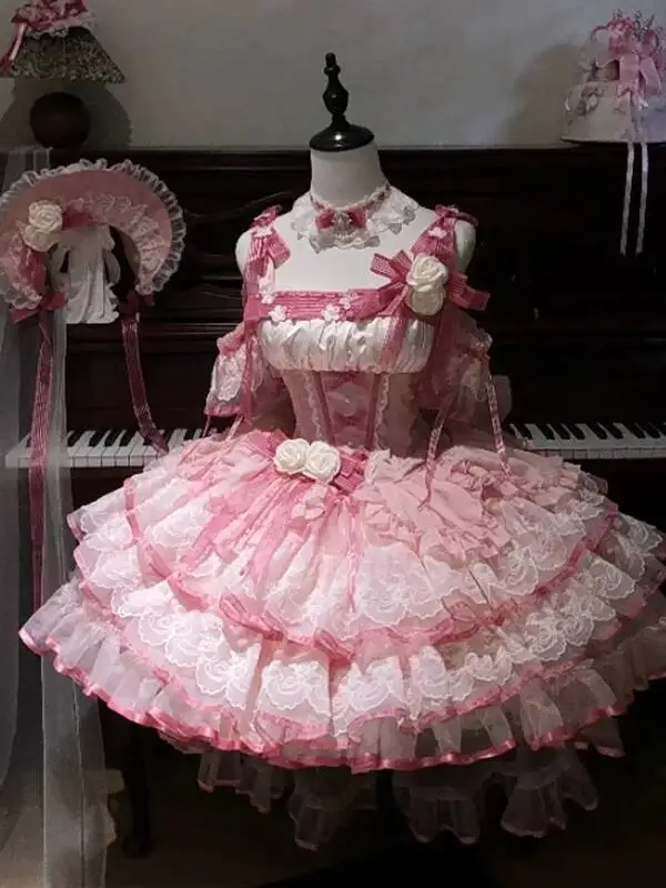 New Pink Straps Lolita Evening Dress Woman Princess Dress Coming-of-age Ceremony Student Birthday Party Further Education Girl view 3