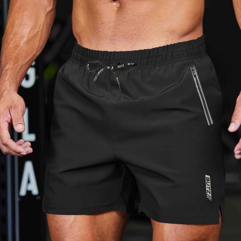 Men's Fashionable Fitness Casual Quick-Drying Elastic Sports Shorts Breathable High-Waist Side Zipper Essentials for Spring and Summer Training