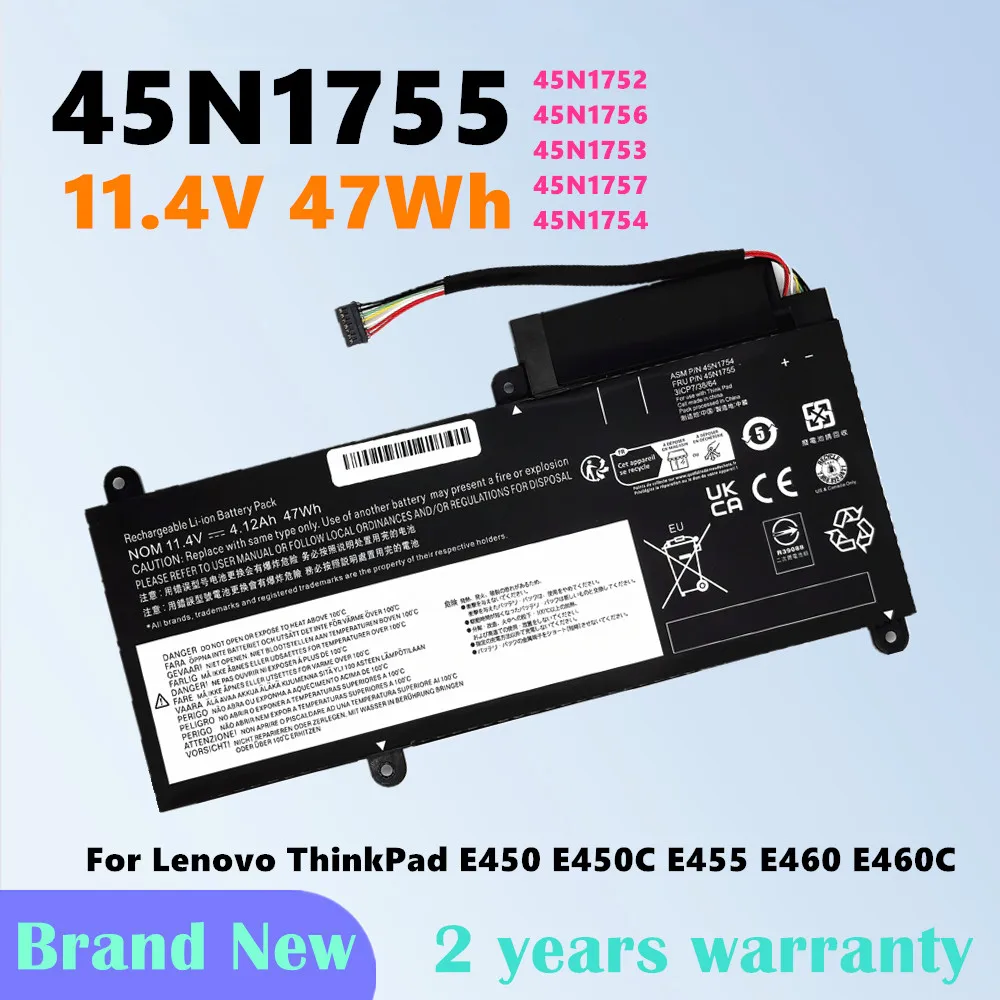 45N1755 Laptop Battery For Lenovo ThinkPad E450 E455 E460 E450C 45N1752 45N1756 45N1754 45N1753 45N1757 11.4V 47Wh