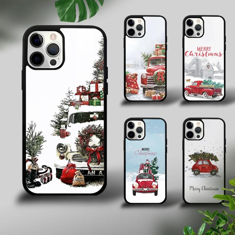 

Christmas Truck Tree Art Phone Case For IPhone 16 15 14 13 12 11 Pro Xs Max Mini Plus Celulares Hard Funda