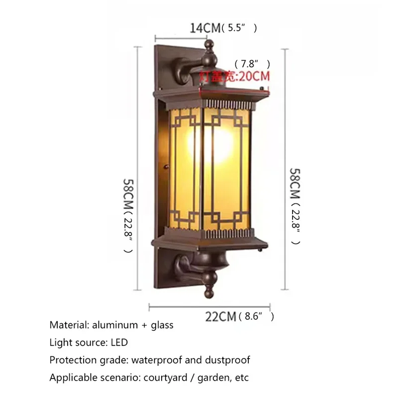 COLIN lampu dekorasi dinding luar ruangan, lampu Dekorasi balkon rumah Retro tahan air klasik LED sconce dinding luar ruangan