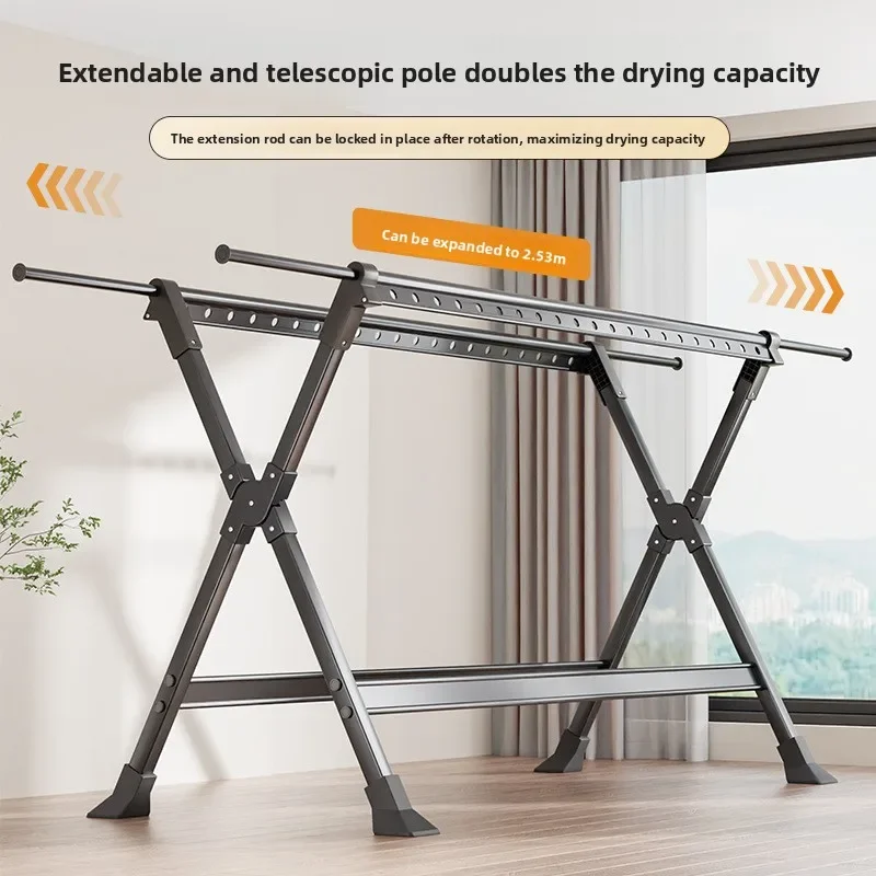 Thickened aluminum alloy mobile folding drying rack Multifunctional drying rack