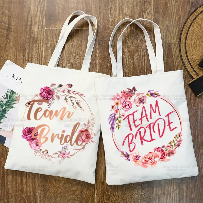 Bolsa de compras de ombro para mulheres, sacolas de despedida de solteira, Eco Shopper, Bridesmaid Wedding Party, Team Bride