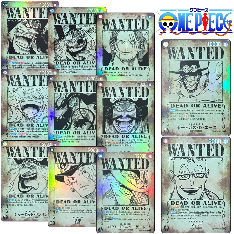 Homemade One Piece Luffy Marshall D Teach Eustass Kid Anime Character Bronzing Collection Flash Card Cartoon Toys Christmas Gift