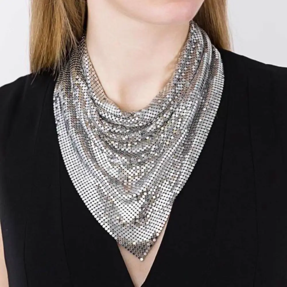 Neckwear Headscarf Sequined Triangle Scarves Headkerchief Neck Wrap Bandanas Necklace Korean Style Shawl Headband Men