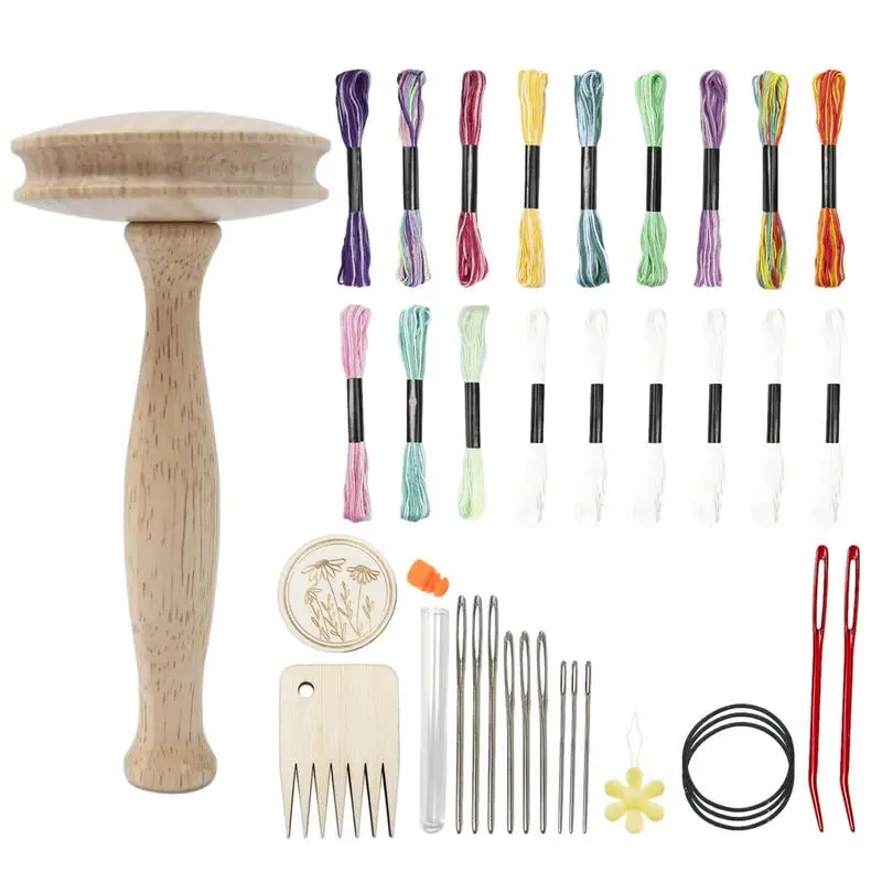 Wooden Darning Mushroom Patchwork Tool Darning Tool Set Speedweve Sock Darning Thread Tool Kit for Knitting Mending