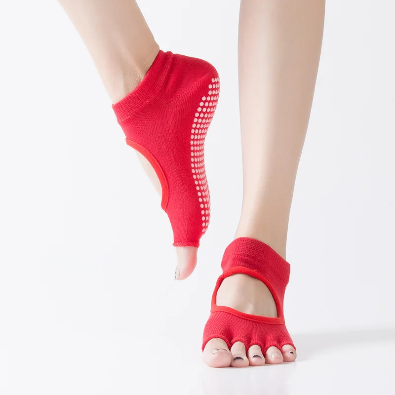 Chaussettes de yoga confortables pour femmes, chaussettes à cinq doigts, chaussettes de sport non ald-ald Pilates, chaussettes fendues de yoga,