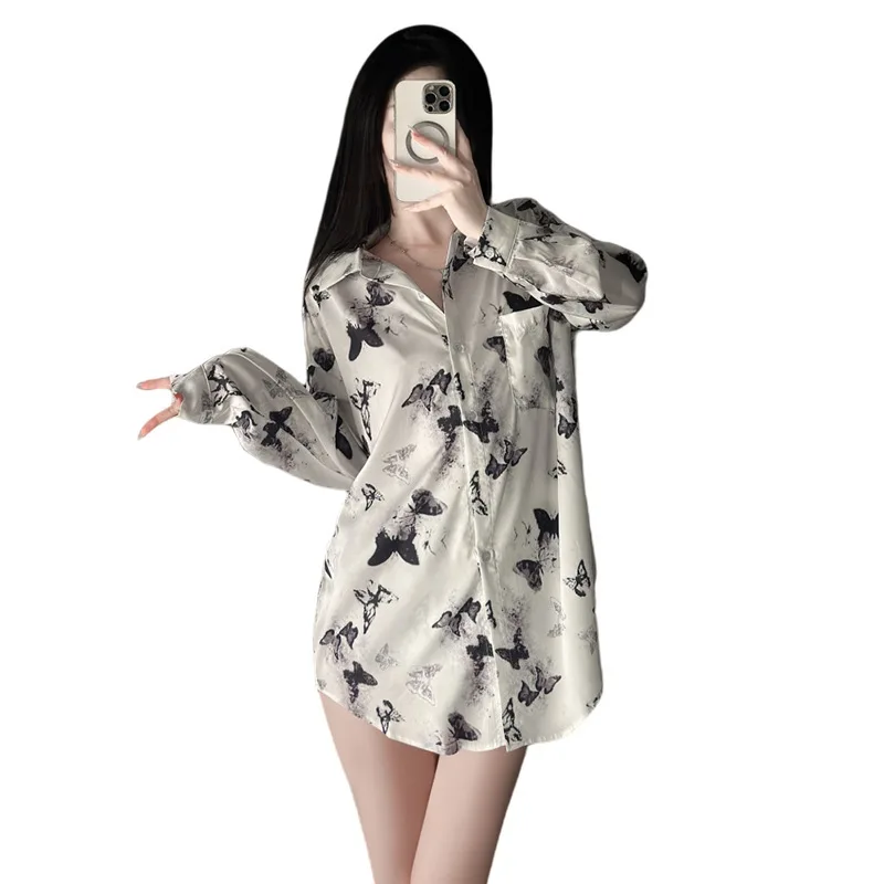 

Women's Summer Pajamas Boyfriend Style High-End Shirt Plus Size Loose-Fitting Women's Homewear Sets Casual Pure Desire SN6Q