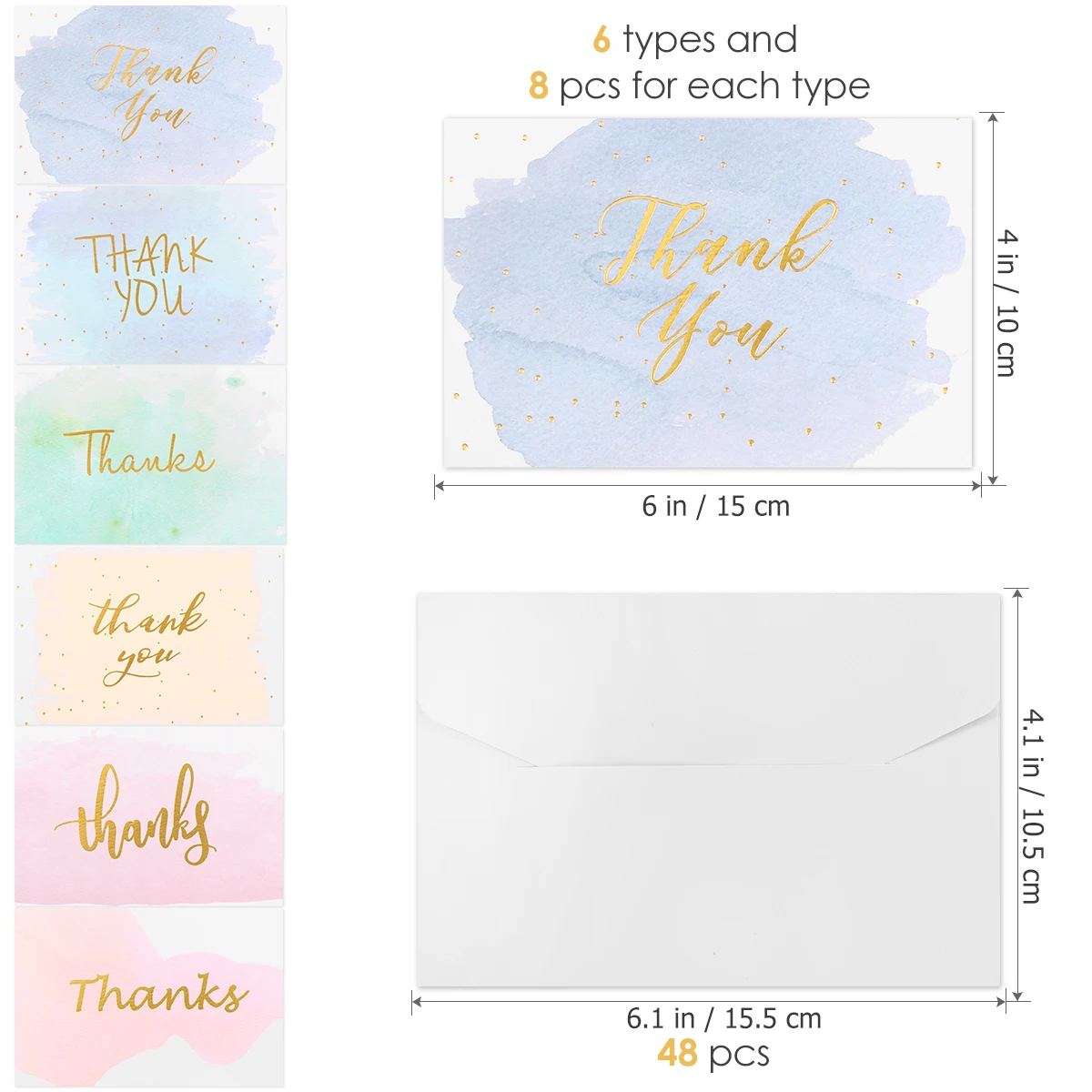 

Thank You Card Postcards Decorative Bronzing Baby Shower Bridal Thankyou Envelope