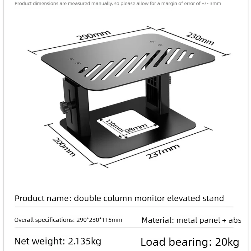 Height Adjustable Monitor Laptop Stand Riser Desktop Computer Shelf Storage Base for Office Home Study Desk Workspace 모니터 받침대