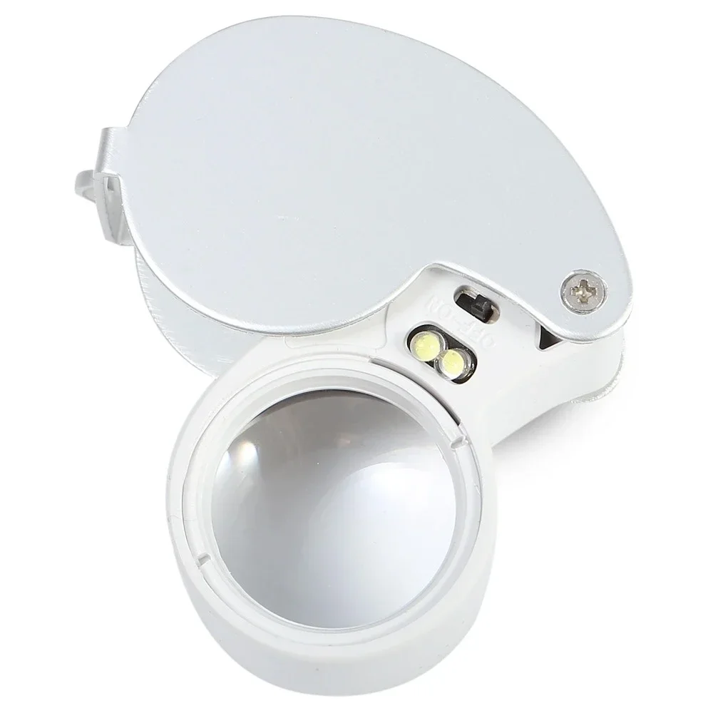 LEDライトとUVライトを備えた折りたたみ式拡大鏡,ジュエリーボードライン,テキスト拡大鏡,25mm, 40倍,新品