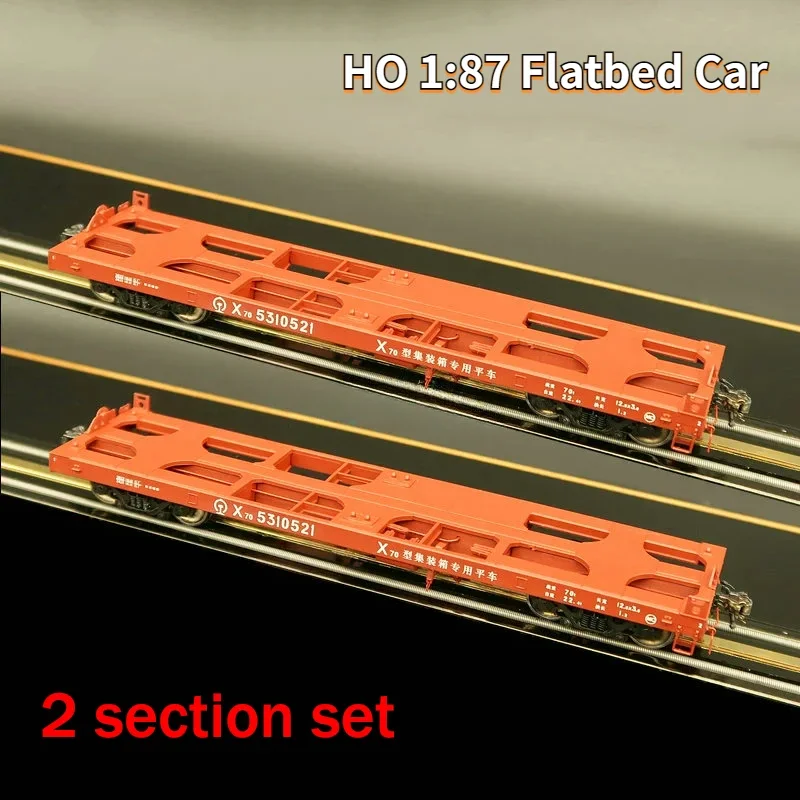 HO 1/87 Train Model Flatbed Car MTC Tianchao X70 Flatbed Car Two-section Set Random Train Number