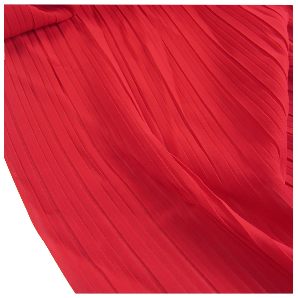 Red Ruffle Organ Pleated Pearl Chiffon Fabric Plisse fabric for Dress Skirt Costume Sewing Craft Materials 59 inches Wide LX178