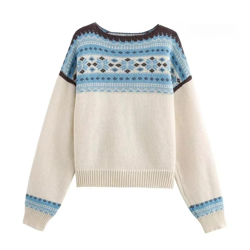 

TRAFZR Cozy Sweaters Harajuku Vintage Long Sleeve Pullovers Woman Jumper Knitwear O-Neck Pullover Women's Autumn Sweater