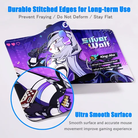 Резиновый коврик для мыши BuDuCoost Silver Wolf для игр — изображение продукта