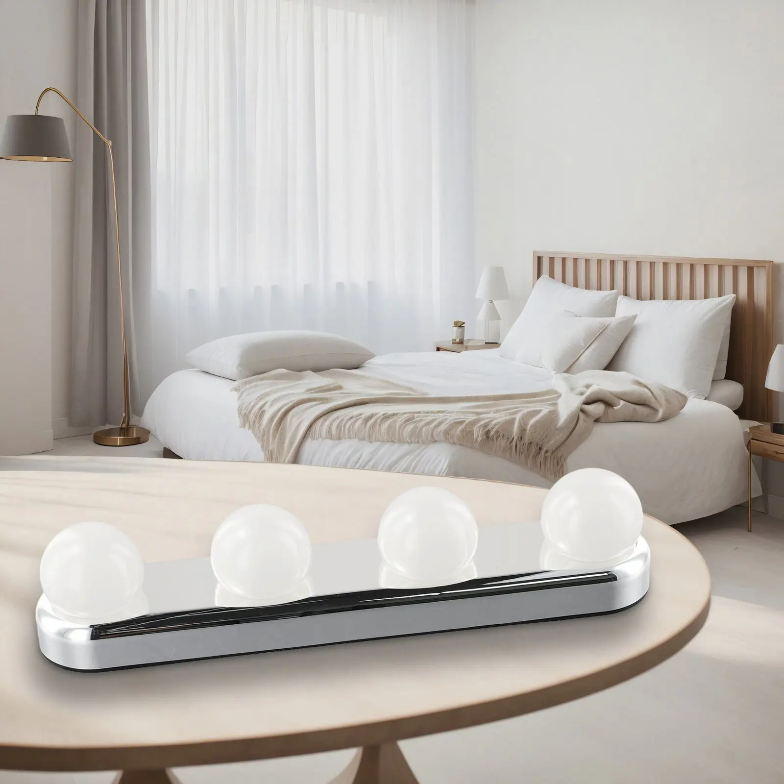 

Vanity Lights For Mirror Lighted Makeup Vanity Mirror Dimmable Lights 4 LED Lamps Suction-Cup Mounting Bathroom For Tabletop