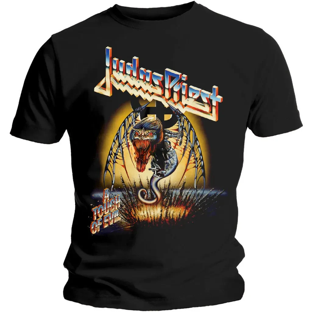 Judas Priest Touch Of Evil Hotsale fashion Round neck cartoon vintage tops manga streetweat harajuku summer lnformal heavyweight