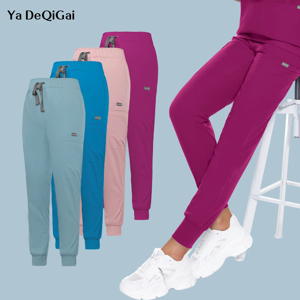 Unisex Jogger Pants Dentist Pants Solid Color Beauty Salon Nursing Men Jogging Pants Spa Uniform Pants Pet Medical Doctor Scrub