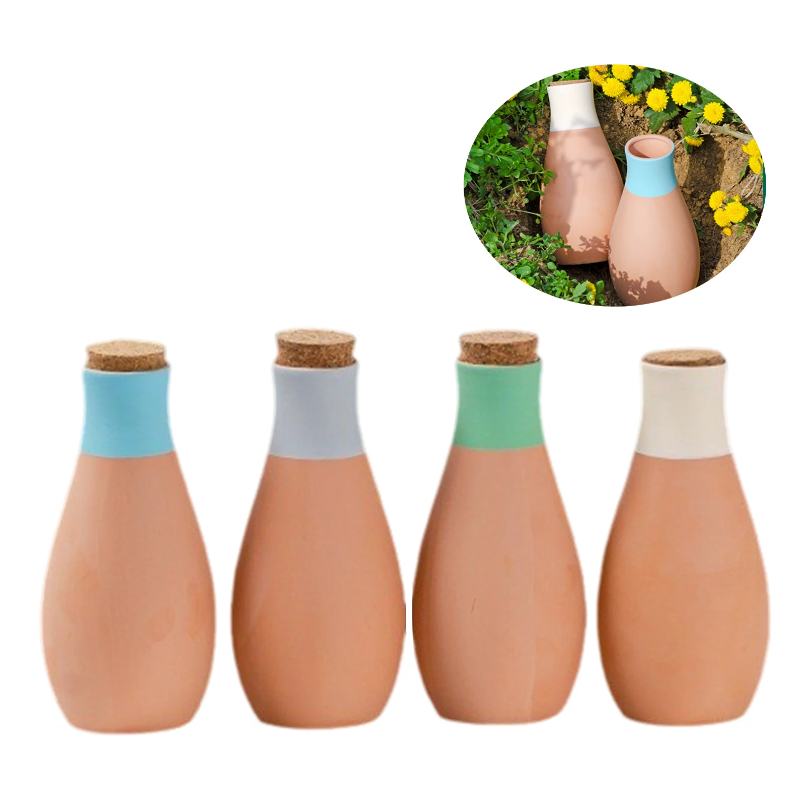 Watering Pot Ceramic Red Clay Automatic Plant Watering Device for Indoor Outdoor Potted Plants Slow Seepage Kit