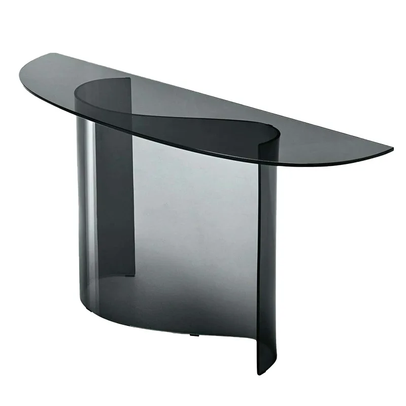 

Gray glass entrance table entrance door against the wall end view table The entrance case has a niche personality