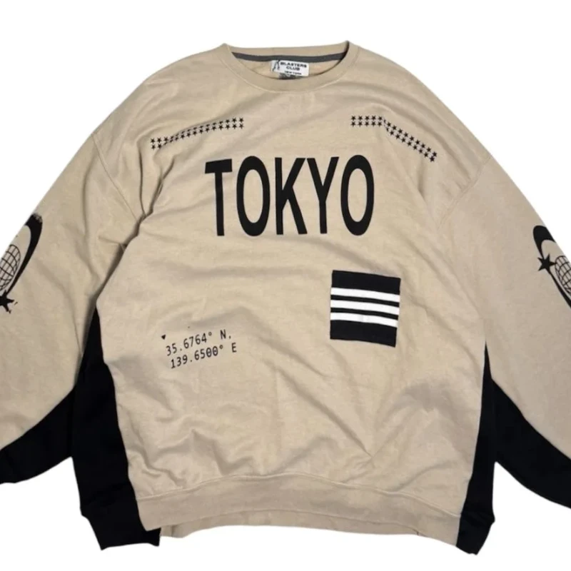 Neues Herbst-Sweatshirt mit lockerem und bequemem Buchstaben-Patch, gestreift, Damen-Sweatshirt mit Rundhalsausschnitt, leichtes Gothic-Sweatshirt für Männer und Frauen