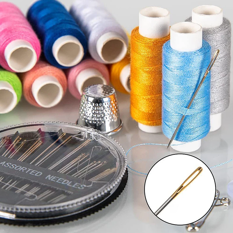 Complete Sewing Kit With Threads Needles Scissors Tape Measure Buttons Portable Travel DIY Embroidery Handwork Sewing Tool Set