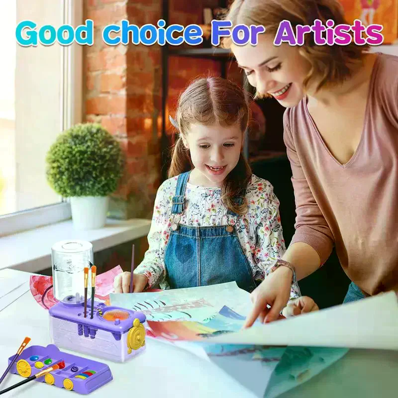 Brush Washer Brush Cleaner Storager With Automatic Water Changing For Fun Cleaning For Artist, Painting Enthusiasts Gift Art