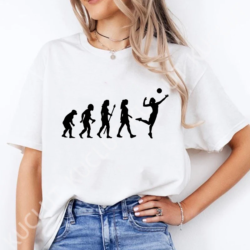 Funny Volleyball Evolution Graphic Tops Women T-shirt Casual Harajuku Short Sleeve Summer Tees Ball Games Print Female Clothes