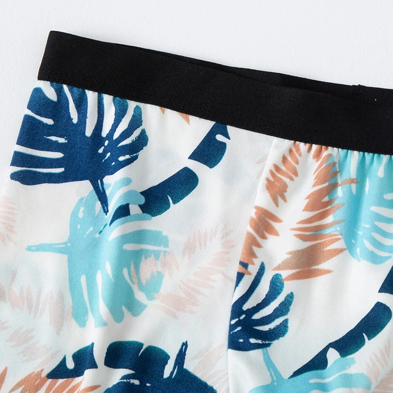 4-قطعة مجموعة من الرجال مابل ليف زهرة ملابس داخلية مطبوعة للشباب عصرية ومريحة حجم كبير السراويل الملاكم العصرية #6