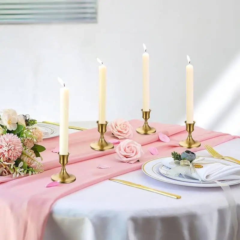 2Pcs Vintage Elegant Tabletop Candle Holders Iron Candlelight Dinner Props Bar Party Candelabra Home Hotel Decorations