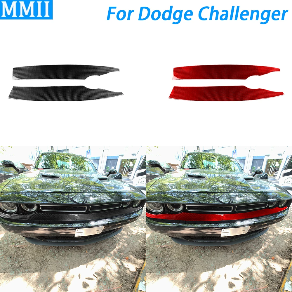 For Dodge Challenger 2015-2022 Real Carbon Fiber Front Headlight Head Bottom Panel Trim Cover Car Decoration Accessories Sticker