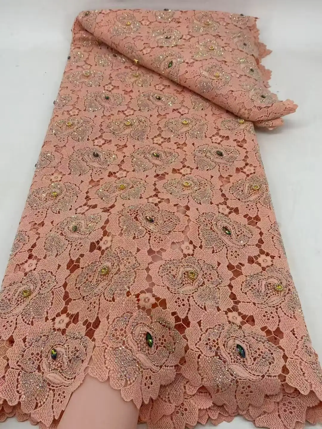 

Nigerian Lace Fabrics 2025 High Quality Lace African Lace Fabric Milk Silk Lace Guipure Cord Lace Fabric For Party Dress Sewing