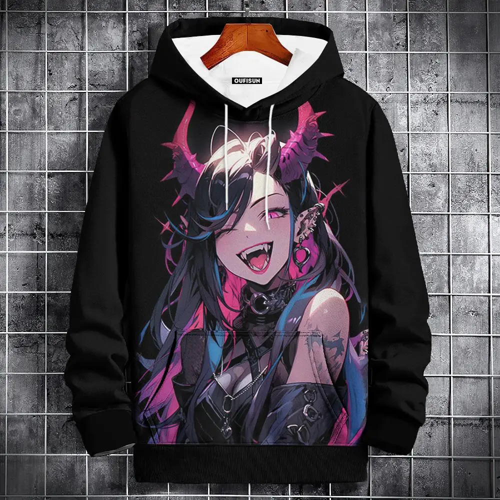 2026 Autumn/Winter Trendy Street Japanese Cyber Style Punk Y2K High-Quality Men's and Women's Matching Hooded Pullover Shirt