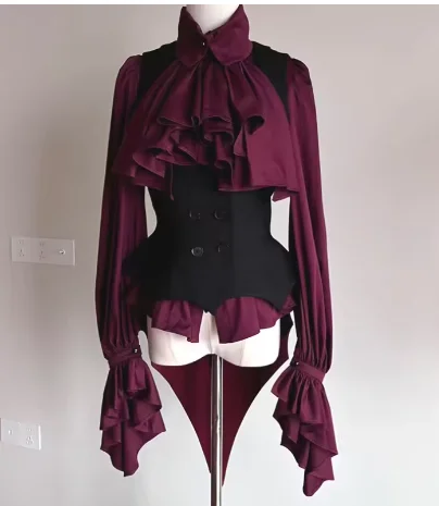 

Лолита, милая блузка с расклешенными рукавами Y2k, эстетичная облегающая рубашка в стиле гранж с рюшами, топы, женские однобортные винтажные блузки в стиле Харадзюку