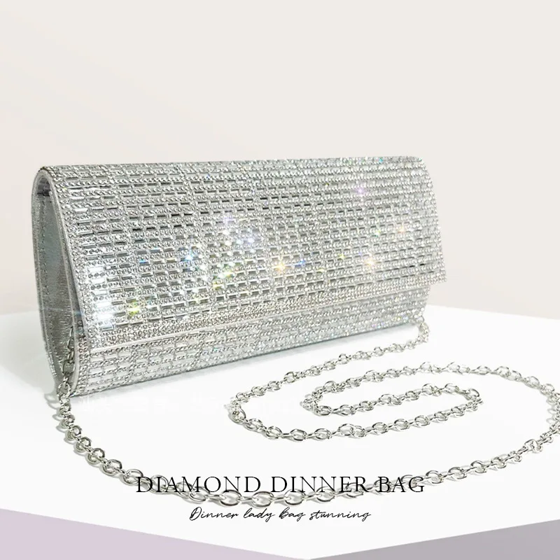 Blingbling Silver Rhinestone Evening Clutch Women's Sparkling Crystal Clutch Bags Special Occasions Flap Purse Wedding Handbags