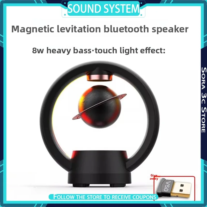 

Magnetic Levitation Bluetooth Speaker Computer Technology Inspired Ornament RGB Lighting Effects Desktop Ornament Gift