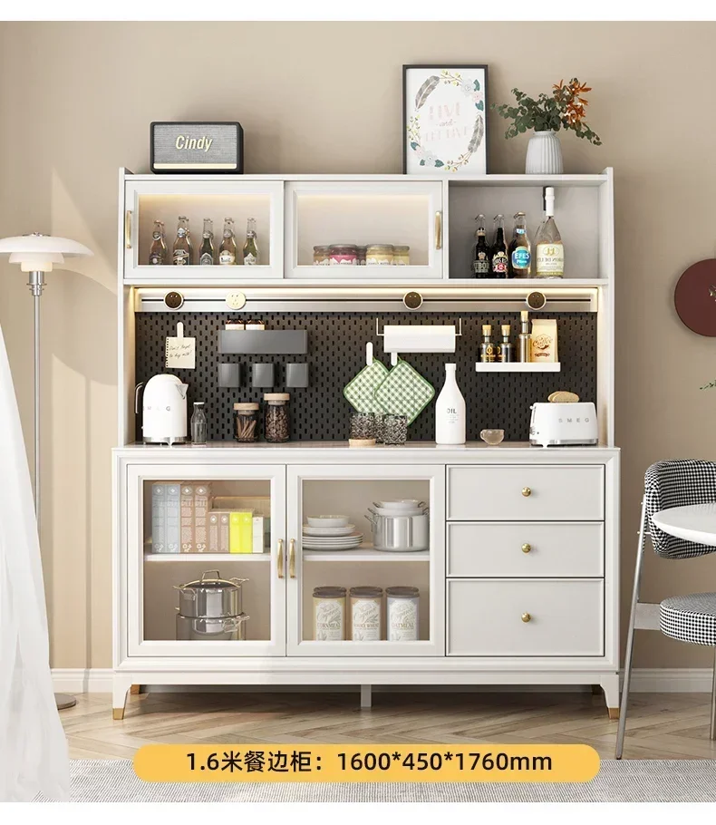 Wood Stone Plate Wire-Wrap Board Light Luxury Multi-Functional Tall Wine Cabinet Wall Household Dining Side Storage Tea Cabinet