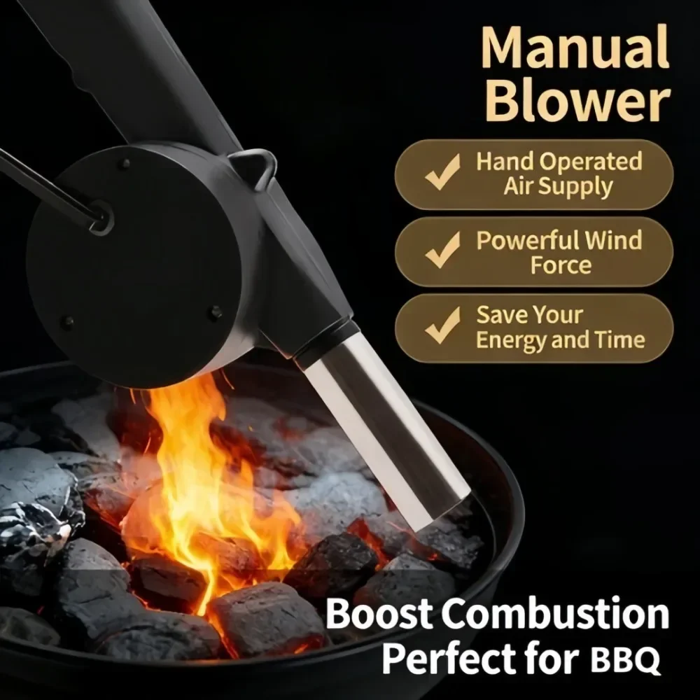 Manual Crank Plastic Blower Portable Barbecue Blower Charcoal Fast Fire Starter Barbecue Accessories Camping Barbecue Supplies