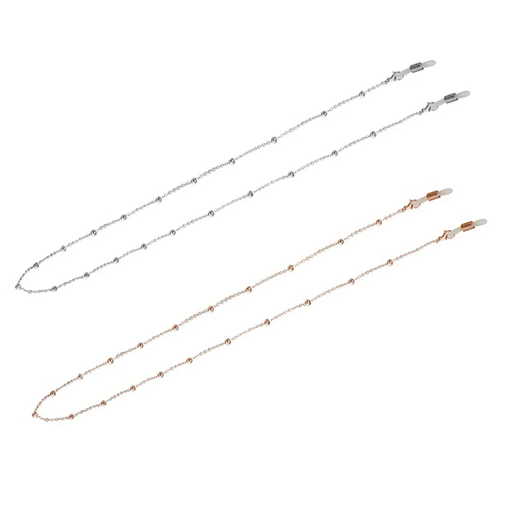 

2Pcs Fashion Eyeglasses Chain Alloy Lanyard for Glasses Anti-Slip Eyewear Safety Strap Neck Holder Retainer in Rose Gold Silver