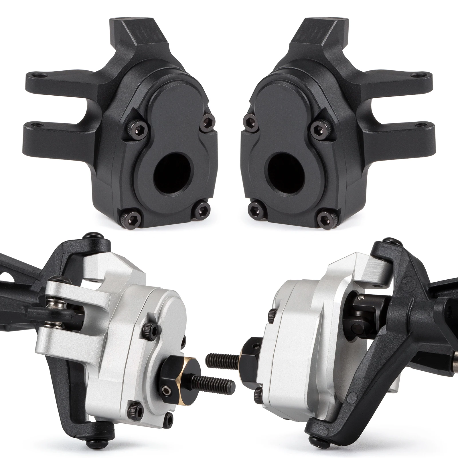 CNC Machined Aluminum Portal Knuckles and Portal Cover for 1/10 Axial Capra SCX10 III AR45P Vanquish Offse Capra Axle