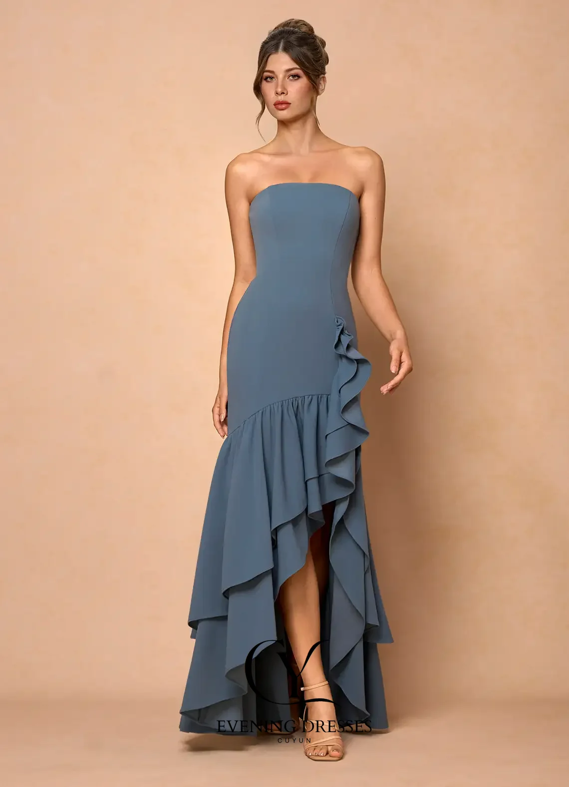 CUYUN فساتين حفلة موسيقية للنساء أشرطة سباغيتي تكدرت فساتين ماكسي مخصصة للنساء فستان الحفلات