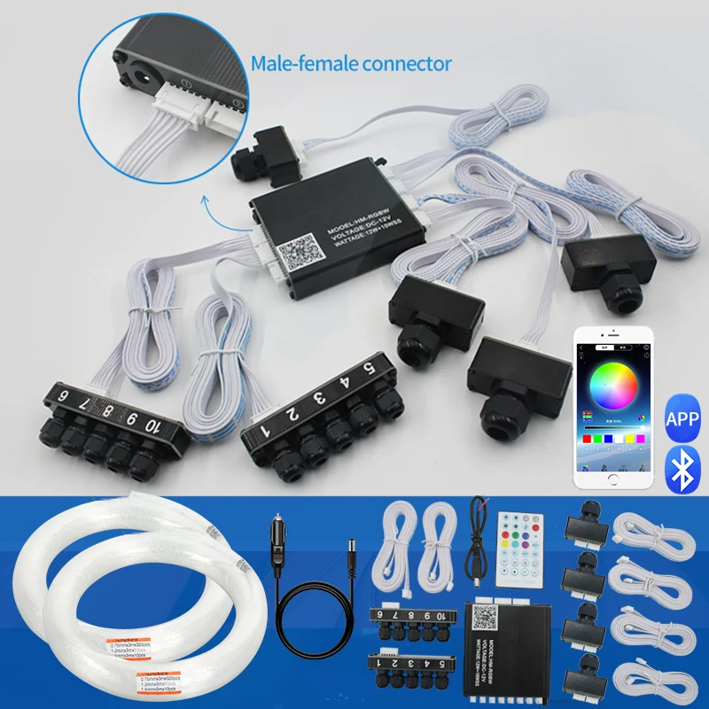 Car Star Roof, Fiber Optic Branch Machine, Running Meteor, Color Flash, Modified Light Source, Sunroof Star Light, 12V