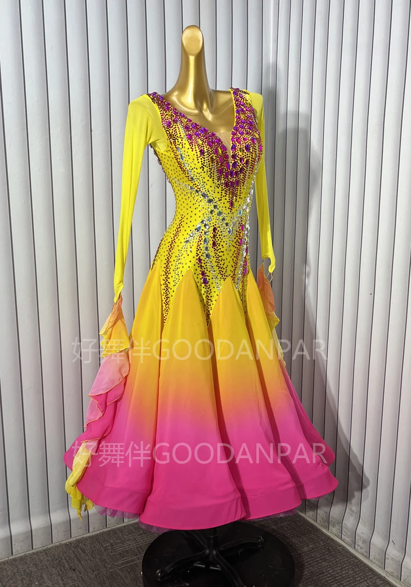 ballroom dance dress Costume Modern Competition Waltz Tango Ballroom Dance Dress Standard Girls Women dance dress GOODANPAR