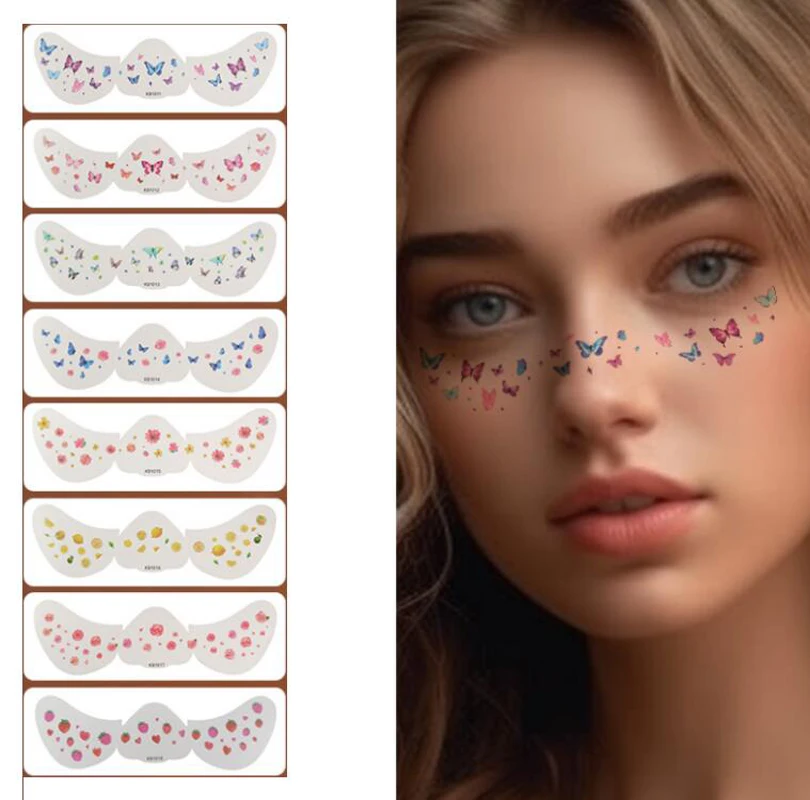 Face Freckle Tattoo Stickers Semi Permanent Flower Fruit Makeup Decals Stage Party Face Beauty Tattoo Arts Festival Cosmetic